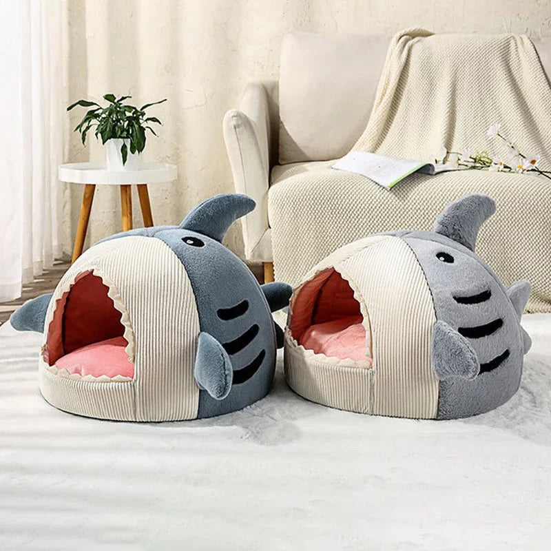 Warm Cat Beds Cartoon Shark Pet Cave Beds Sweet Kittens Basket Cushion Cat Pillow Mat Tent Puppy Nest Cave Pet Goods