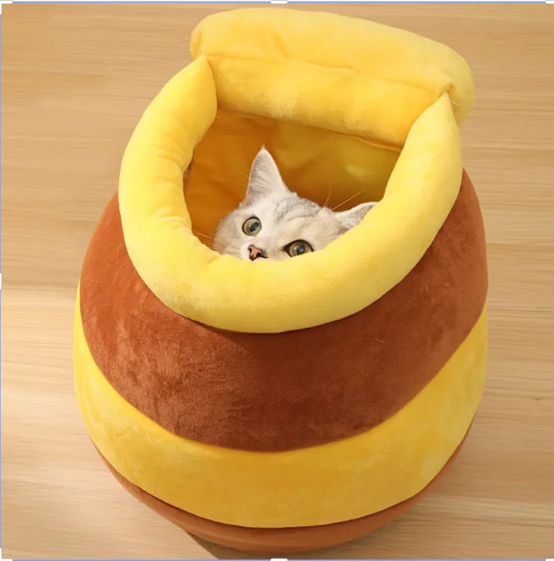 Cat Bed House Pet Accessories Four Seasons Plush Mat Cats Cushion Basket Honey Jar Shape Pets Product for Small Cat Dropshipping