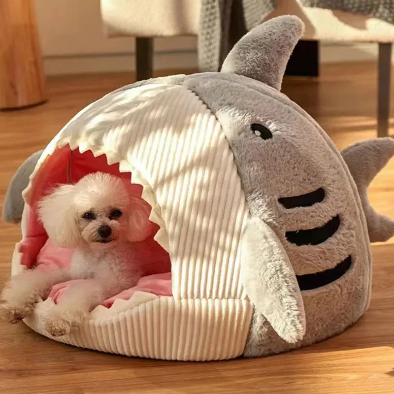 Warm Cat Beds Cartoon Shark Pet Cave Beds Sweet Kittens Basket Cushion Cat Pillow Mat Tent Puppy Nest Cave Pet Goods