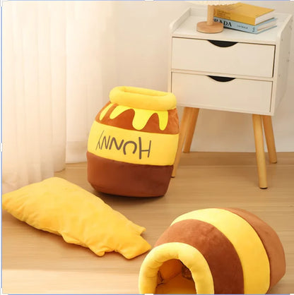 Cat Bed House Pet Accessories Four Seasons Plush Mat Cats Cushion Basket Honey Jar Shape Pets Product for Small Cat Dropshipping