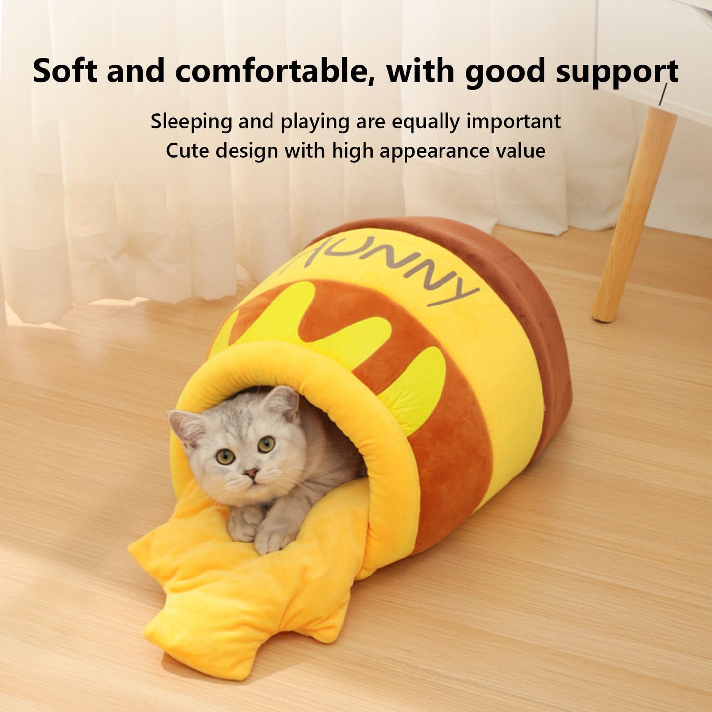 Holloyiver Honey Pot Cat Bed - Comfortable Memory Foam Pet Furniture with Removable Cushion - Stylish and Washable Cat Bed for Small Cats Breeds